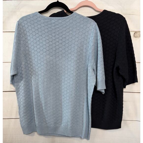 Lot of Two Ella Moss Size XXL Sweaters - Navy & Light Blue Solid Color Classic - Picture 2 of 9